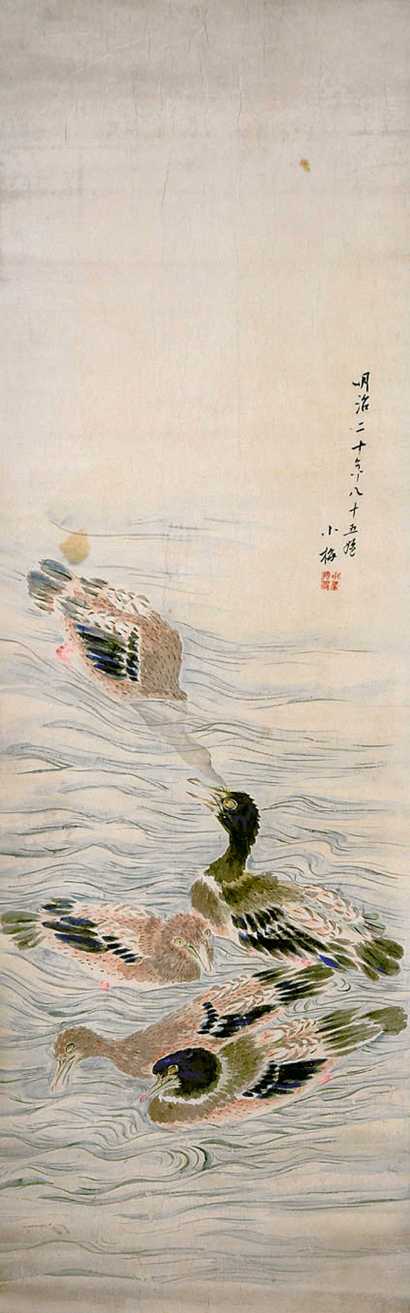 小梅（日本画） 水禽图 立轴